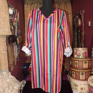 FashionMia Striped High Low Dress Or Long Blouse XXL NWOT